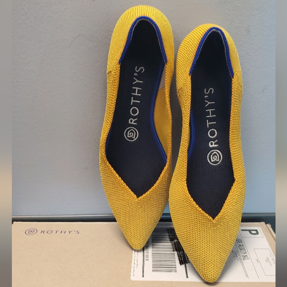 NEW Rothy's The Point Marigold Yellow Flats, Sz 6.5